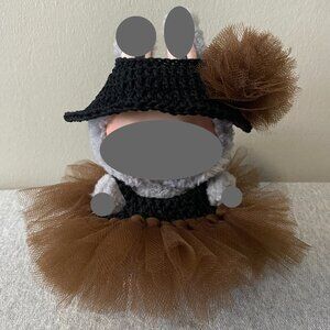 Handmade Crochet Brown Black Autumnal Princess Tutu for 17cm Doll 2-Piece Set